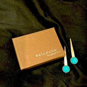 Silpada swan dive earrings. 2.25” silver and reconstructed turquoise.